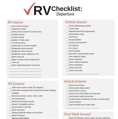 Printable Rv Departure Checklist